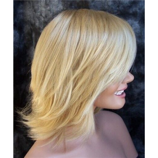 ALWAYS SEXY | Medium Blonde Mix Medium Wig Long Bangs Layers Flicked Back
