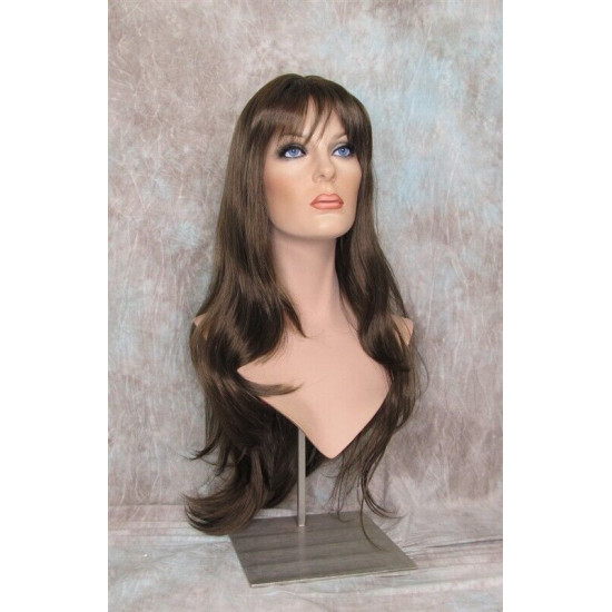 ROSEMARY | Medium Brown Long Layered Wig Bangs Skin Part 