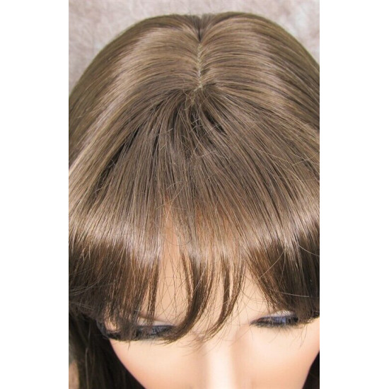 ROSEMARY | Medium Brown Long Layered Wig Bangs Skin Part 