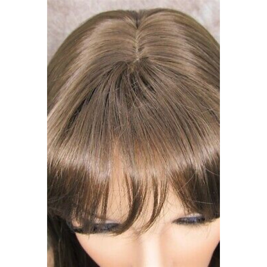 ROSEMARY | Medium Brown Long Layered Wig Bangs Skin Part 