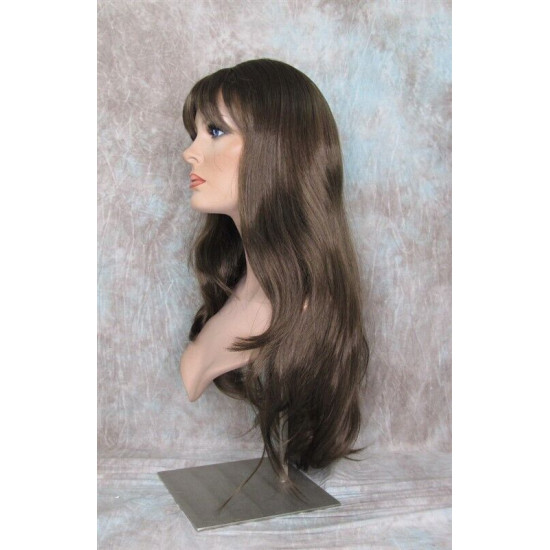 ROSEMARY | Medium Brown Long Layered Wig Bangs Skin Part 