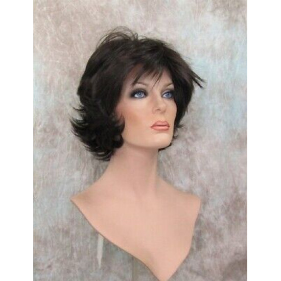LEXY | Dark Brown Short Wig Choppy Layers Flipped Ends 