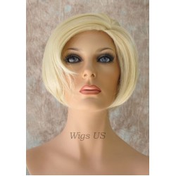 SHERYL | Light Blonde Short Wig Sassy Bob Long Bangs Zig Zag Part 