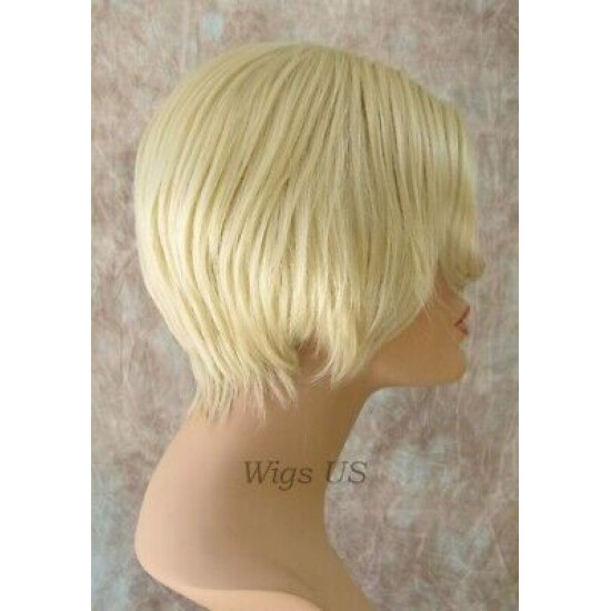 SHERYL | Light Blonde Short Wig Sassy Bob Long Bangs Zig Zag Part 