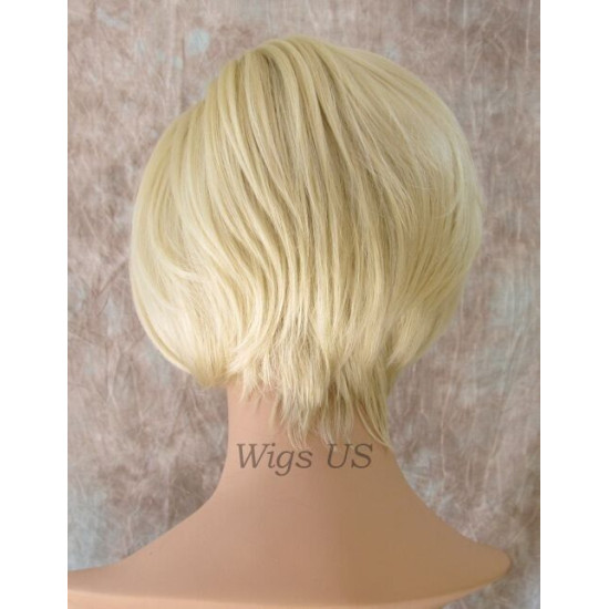 SHERYL | Light Blonde Short Wig Sassy Bob Long Bangs Zig Zag Part 