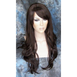 TONYA | Dark Brown Long Wig Gentle Loose Waves Long Bangs Skin Part