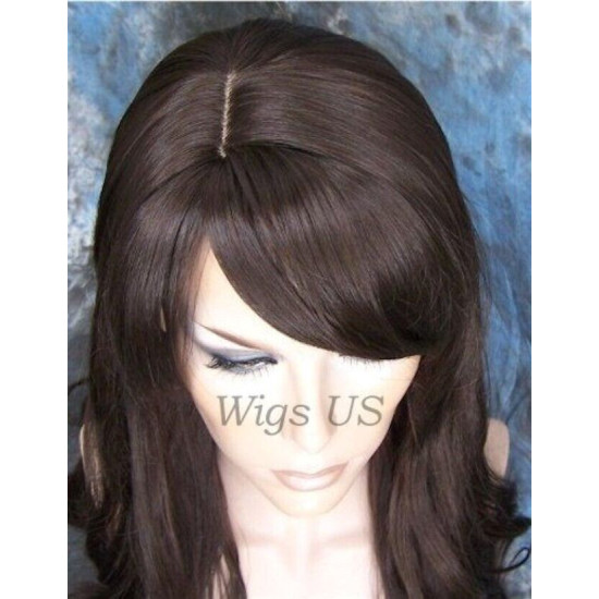 TONYA | Dark Brown Long Wig Gentle Loose Waves Long Bangs Skin Part