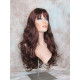 ANDREA | Dark Auburn Long Wig Long Curls Skin Part Bangs 24" 
