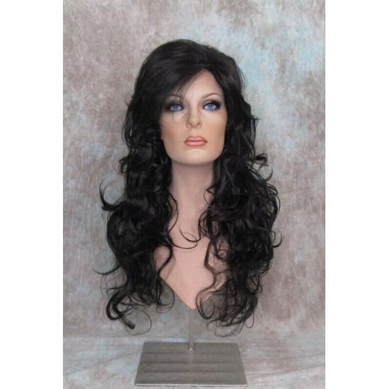 DAREEN | Darkest Brown Long Wig All over Sexy Curls Bangs 23" 