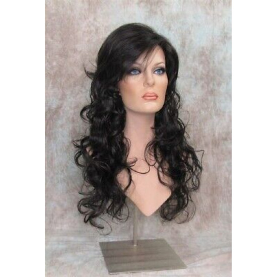 DAREEN | Darkest Brown Long Wig All over Sexy Curls Bangs 23" 