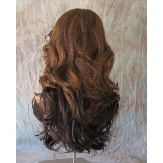 HS PHOENIX | Chocolate Toffee Long Wig Flip Ends Gentle Wave Skin Part HEAT OK 