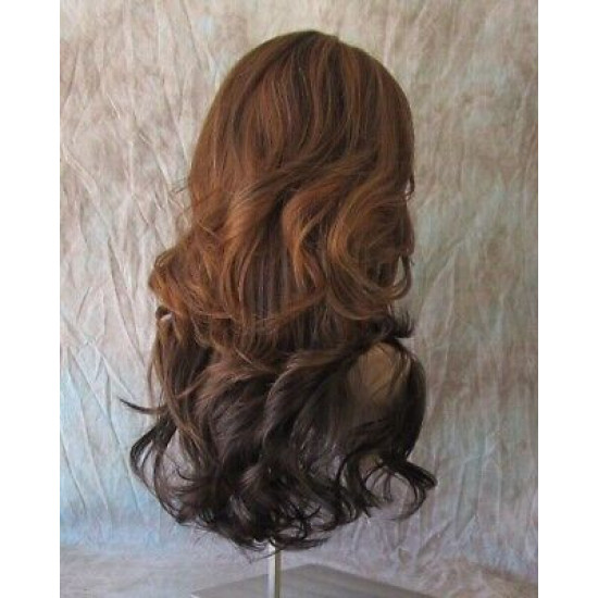 HS PHOENIX | Chocolate Toffee Long Wig Flip Ends Gentle Wave Skin Part HEAT OK 