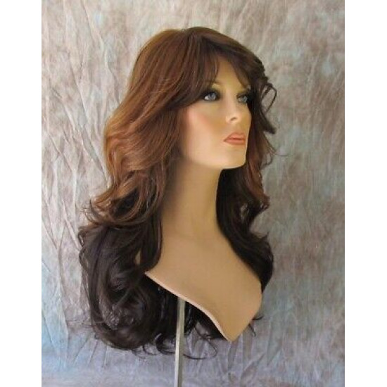HS PHOENIX | Chocolate Toffee Long Wig Flip Ends Gentle Wave Skin Part HEAT OK 