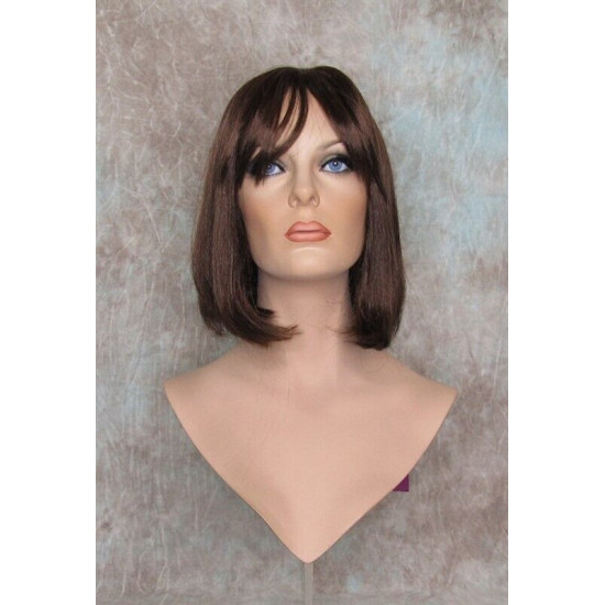 MAXINE | Auburn Medium Wig Classic Bob Center Skin Part Bangs 