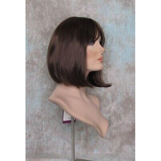 MAXINE | Auburn Medium Wig Classic Bob Center Skin Part Bangs 