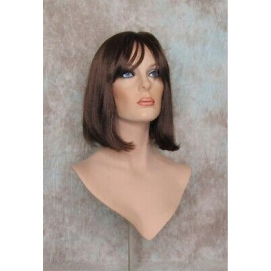 MAXINE | Auburn Medium Wig Classic Bob Center Skin Part Bangs 