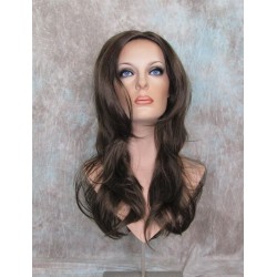 JORDAN | Medium Brown Long Wig Straight Lots of Layers Skin Top 21"