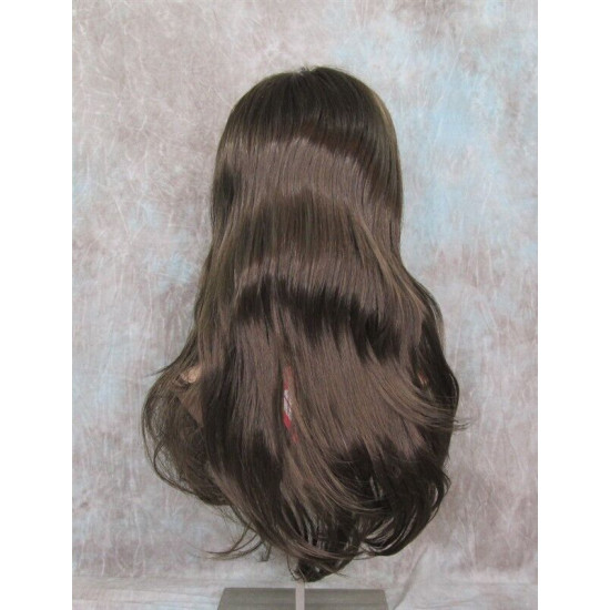 JORDAN | Medium Brown Long Wig Straight Lots of Layers Skin Top 21"