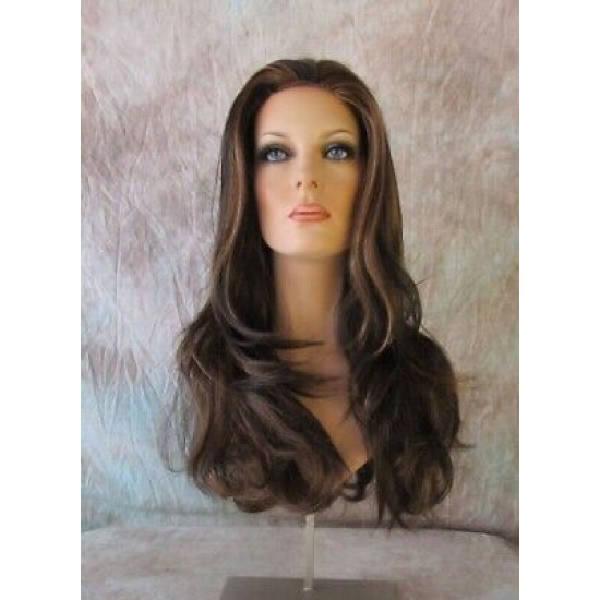 LINDA | Medium Brown Auburn Long Wig Luscious Layers Full Skin Top 26"