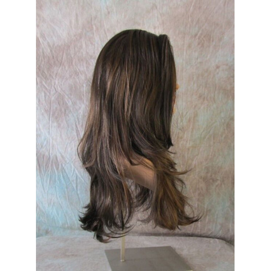 LINDA | Medium Brown Auburn Long Wig Luscious Layers Full Skin Top 26"