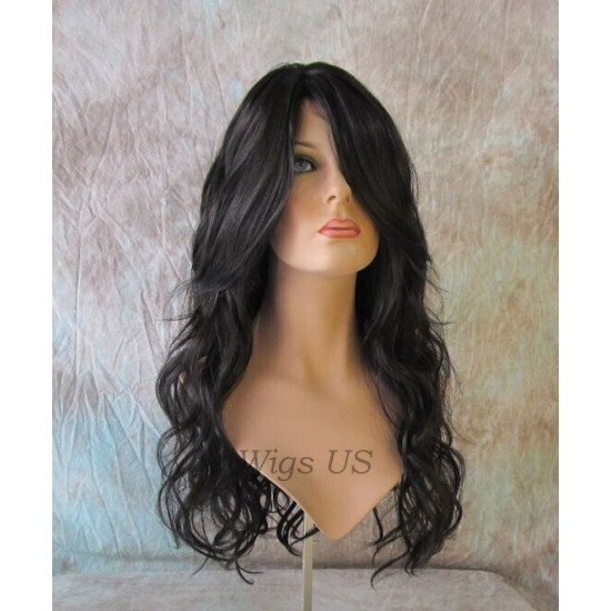 GABBY | Darkest Brown Long Wig Long Barrel Curls Skin Part HEAT OK Wigs