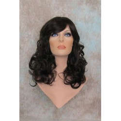 DANIELLE | Dark Brown Long Wig Below Shoulder HEAT OK Curls Full Bangs 