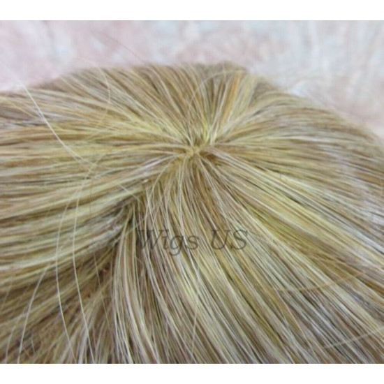 Delilah | Ash Blonde Long Wig Wavy Side Swept Bangs Skin Crown | Adora