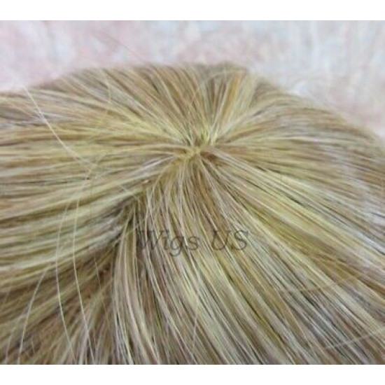 Delilah | Ash Blonde Long Wig Wavy Side Swept Bangs Skin Crown | Adora