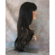 DORY | Dark Brown Long Wig Layers Center Skin Part Bangs 26" 
