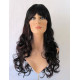 VEGAS | Black Burgundy Mix Long Wig Bangs Long Curls HEAT OK 