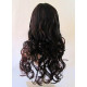 VEGAS | Black Burgundy Mix Long Wig Bangs Long Curls HEAT OK 