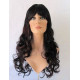 VEGAS | Black Burgundy Mix Long Wig Bangs Long Curls HEAT OK 