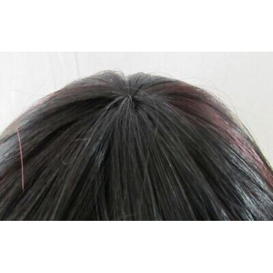 VEGAS | Black Burgundy Mix Long Wig Bangs Long Curls HEAT OK 