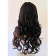 VEGAS | Black Burgundy Mix Long Wig Bangs Long Curls HEAT OK 