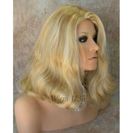 ANGELA 750 | Medium Blonde Mix Medium Wig Gentle Waves Skin Top No Bang