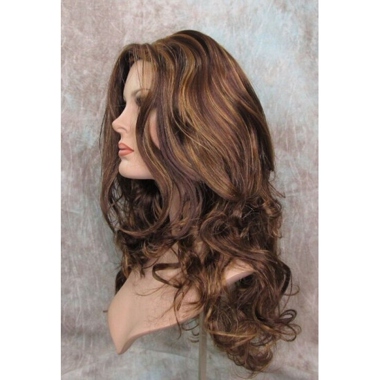 BALLY NB | Strawberry Auburn Mix Long Wig Loose Curls Skin Part 24" 
