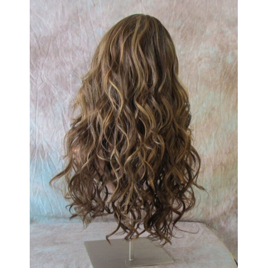 GABBY | Light Brown Mix Long Wig Barrel Curls Skin Part HEAT OK Wigs