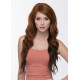 HS LULU | Auburn Mix Long Wig Loose Waves Slant Bang HEAT OK Sepia 