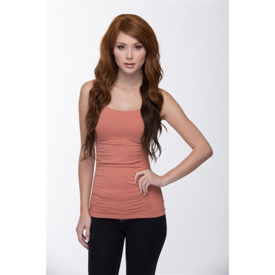 HS LULU | Auburn Mix Long Wig Loose Waves Slant Bang HEAT OK Sepia 