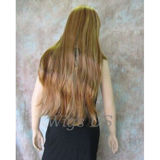 ALICIA XXL | 3 Tone Auburn Blonde Long Wig 30" Layered Full Bangs Skin Part 