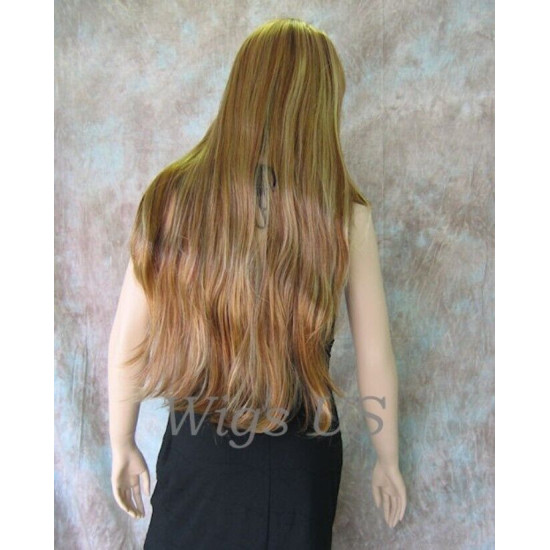 ALICIA XXL | 3 Tone Auburn Blonde Long Wig 30" Layered Full Bangs Skin Part 