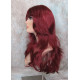 LINDA B | Burgundy Long Wig Layers Bangs Skin Part Gentle Waves 