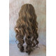 HS KEY WEST | Medium Brown Mix Wide Curls Side Part Bangs Long Wig HEAT OK 