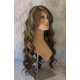 HS KEY WEST | Medium Brown Mix Wide Curls Side Part Bangs Long Wig HEAT OK 