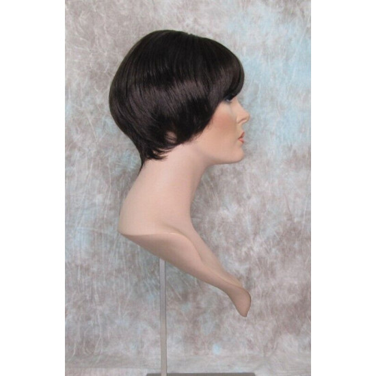 GIGI | Sexy Dark Brown Short Wig Bob Style Skin Crown Tapered Back 4