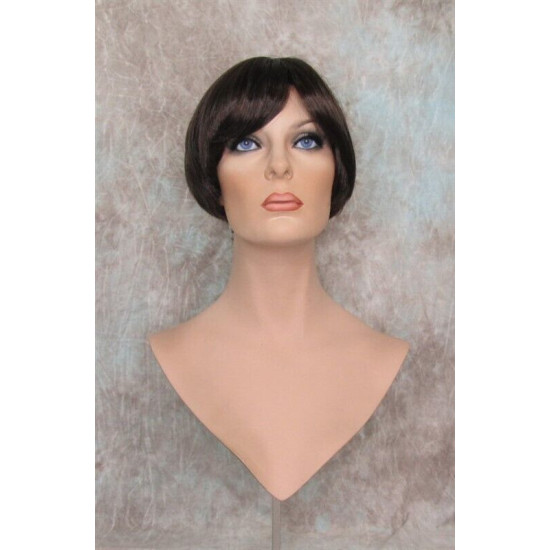 GIGI | Sexy Dark Brown Short Wig Bob Style Skin Crown Tapered Back 4