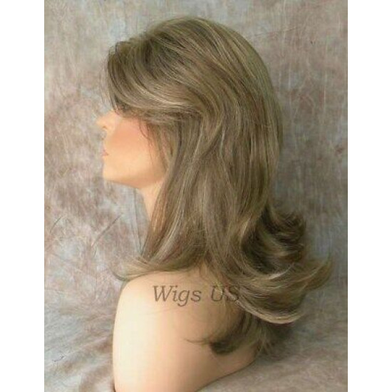 PAULINE | Ash Blonde Mix Long Wig Long Layered Shag Bangs 