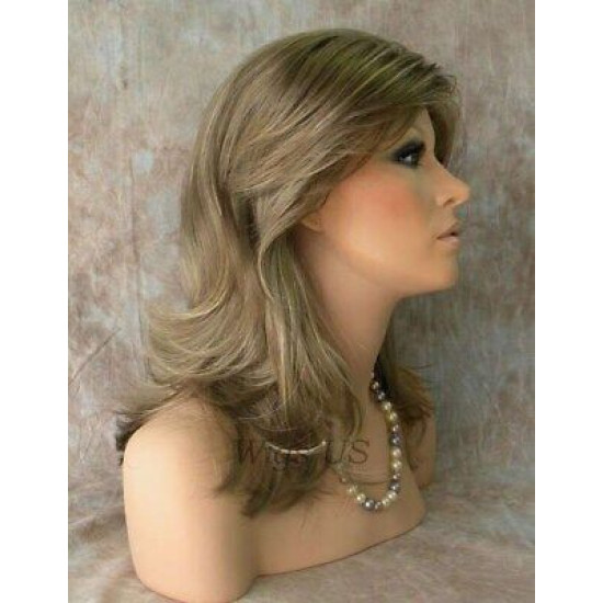 PAULINE | Ash Blonde Mix Long Wig Long Layered Shag Bangs 