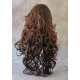 HS SOPRANO | Dark Brown Long Wig HEAT OK Curls Skin Part Side Bangs Chestnut 