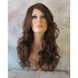 GABBY | Brown Strawberry Auburn Long Wig Barrel Curls Skin Part HEAT OK 